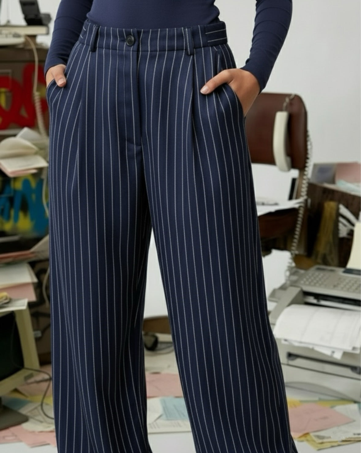 “STRIPES BLUE” cotton trouser