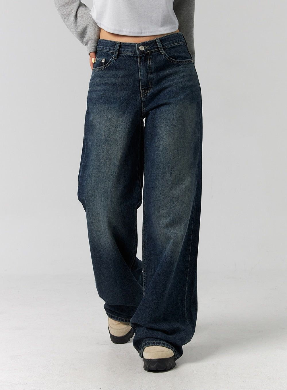 “DARKISH BLUE” WIDE LEG JEANS