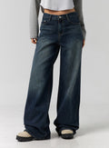 “DARKISH BLUE” WIDE LEG JEANS