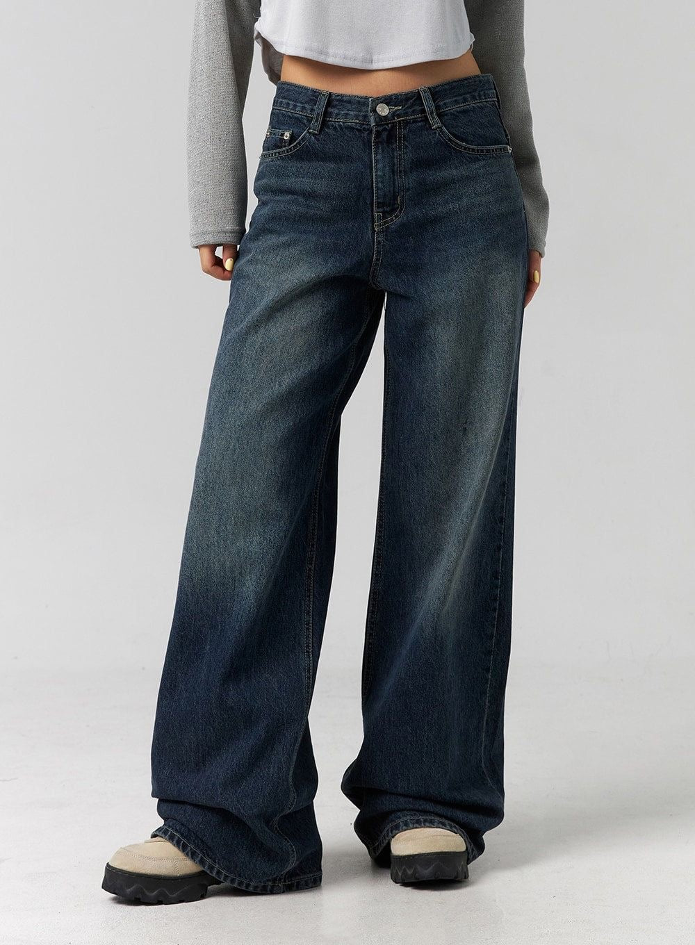 “DARKISH BLUE” WIDE LEG JEANS